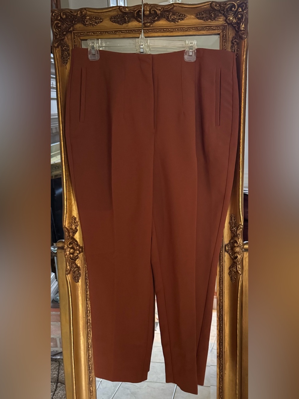 Nine West Classic High-Waist Trousers in Rust Brown